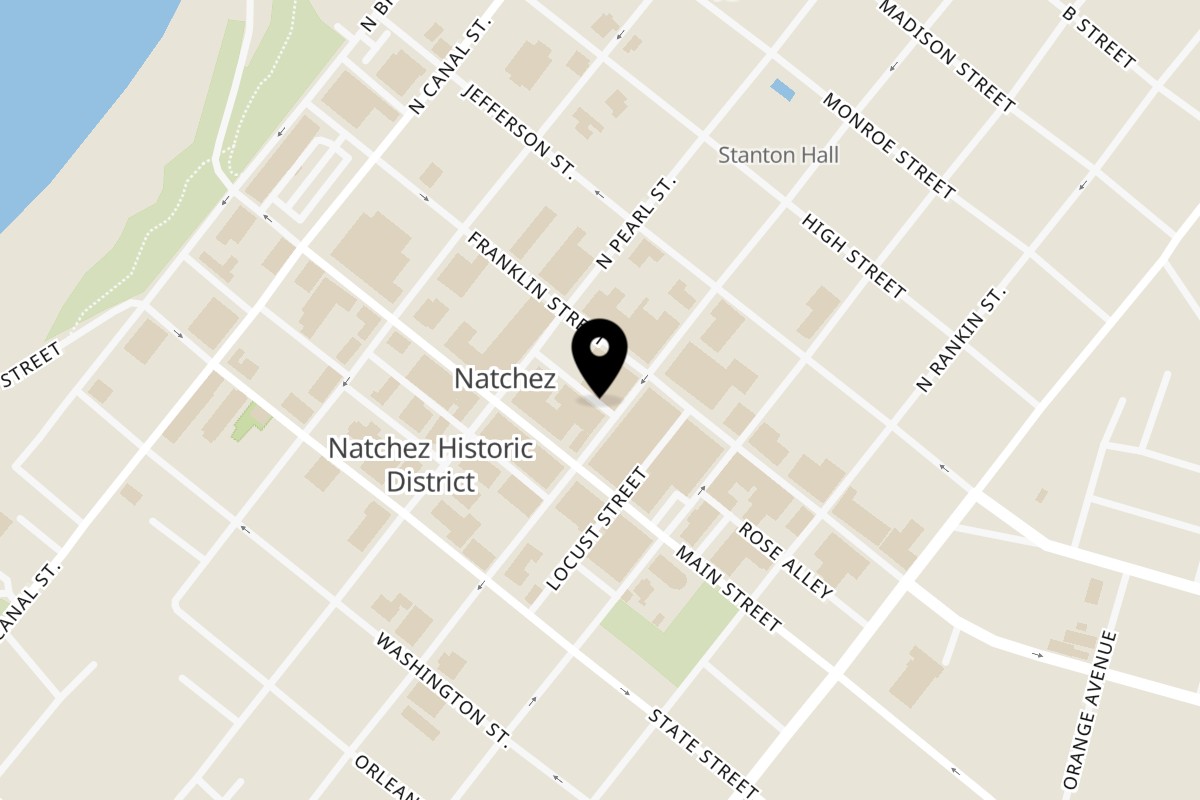 Map showing the location of Planet Thailand on 116 N Commerce St in Natchez